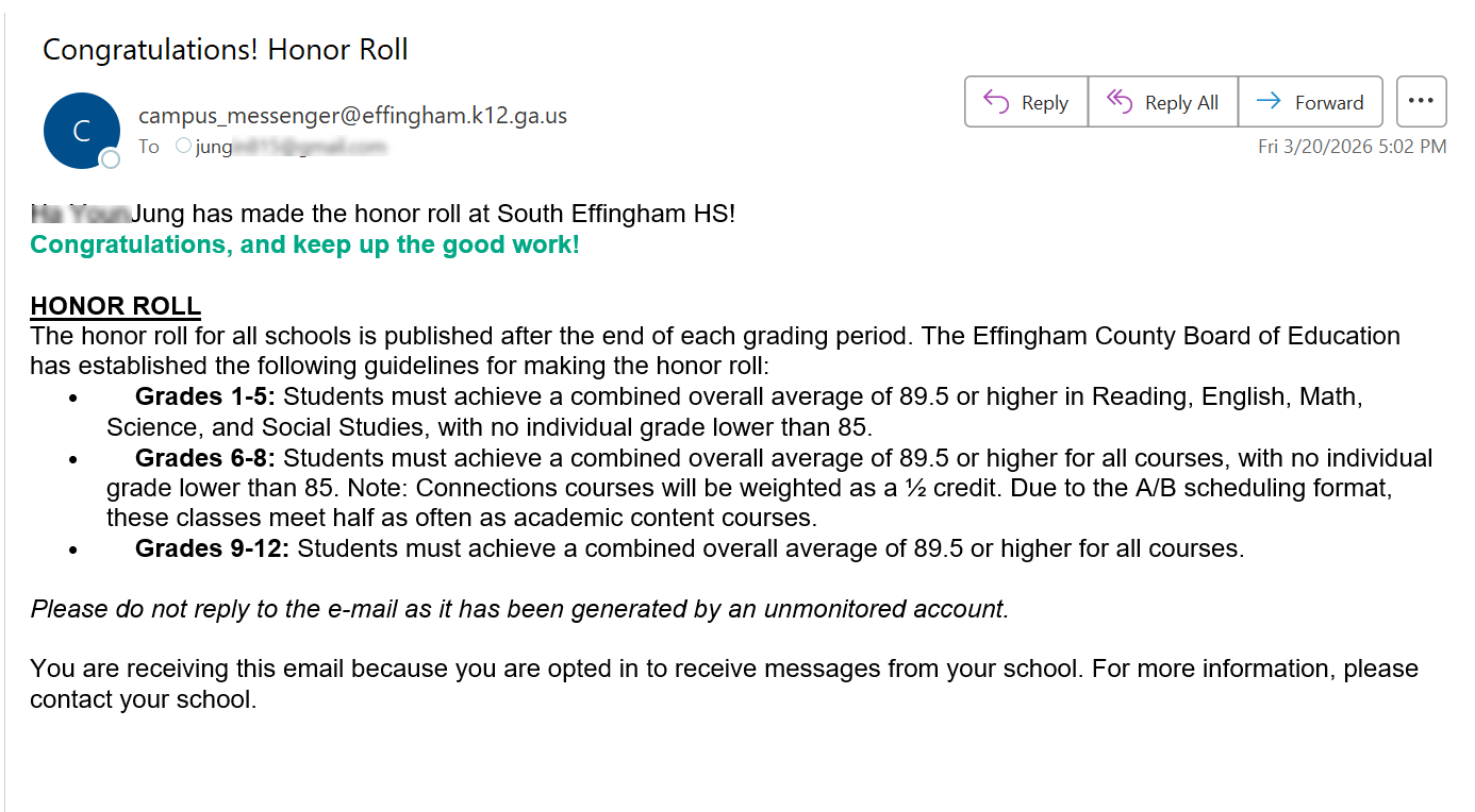 Congratulations! Honor Roll, 우등상?