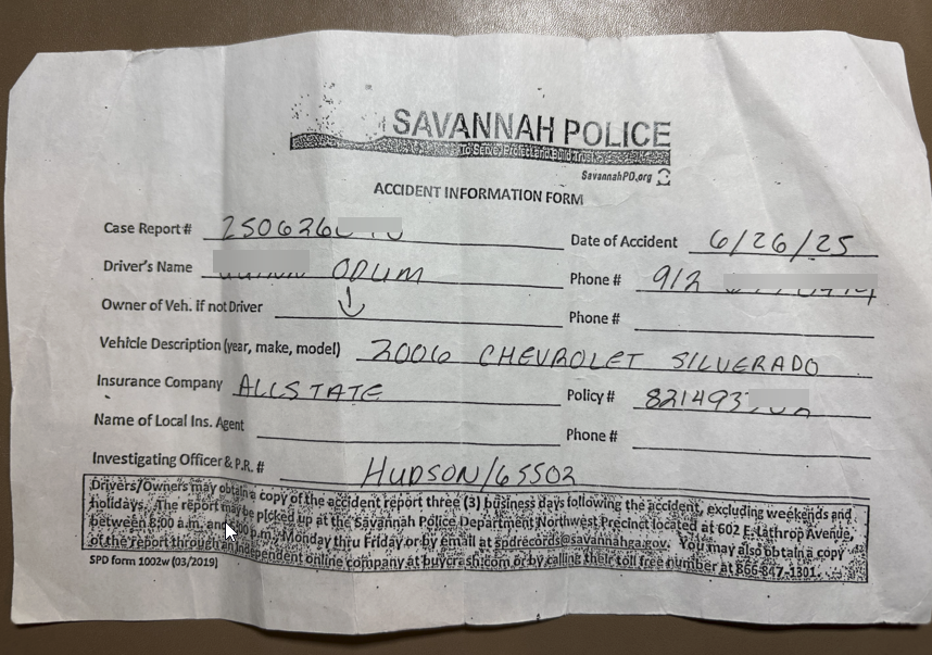 Police report, 경찰 사고조사 레포트
